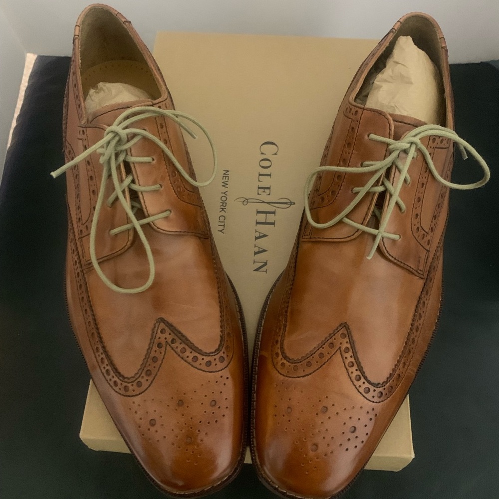 Cole Haan Air Giraldo Wingtip II Men's Tan Leather Oxford Dress Shoes Size 12